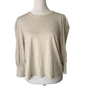 7 For All Mankind cream long-sleeve cotton top size S